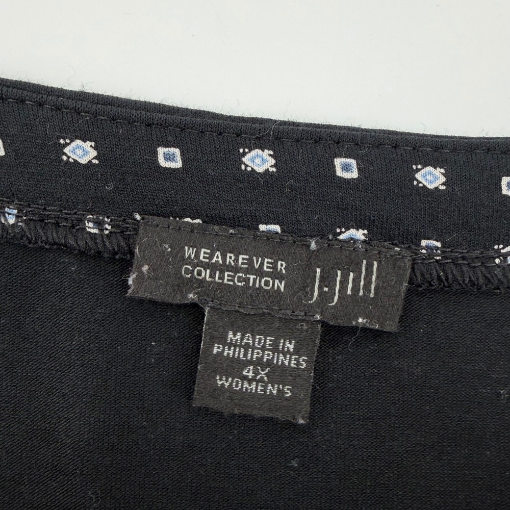 J. Jill Wearever Black Geometric Diamond Print 3/4 Sleeve Boat Neck Top 4X Plus‎ - Picture 4 of 7